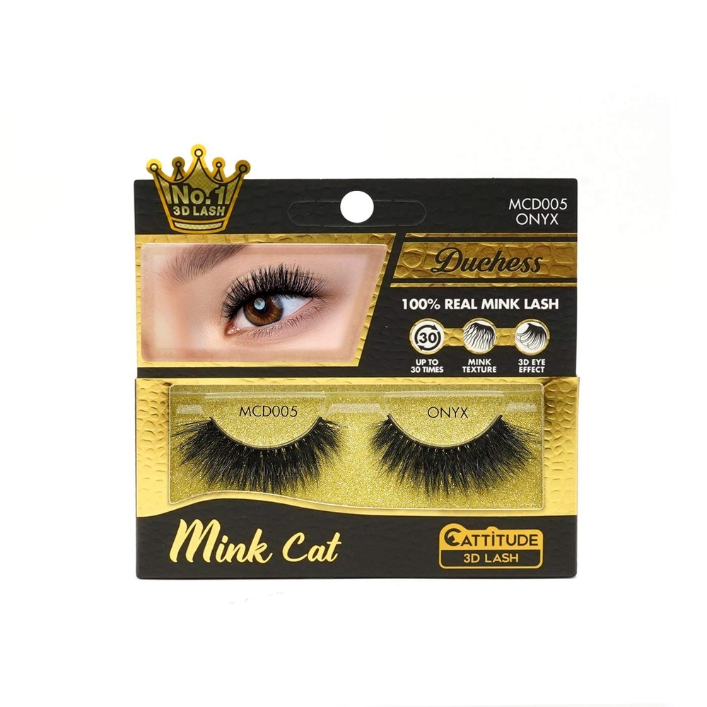 image:imageEBIN NEW YORK Duchess Mink Cattitude 3D Lash Onyx Real Mink 3D Lash Wispy Fluffy Reusable Medium Length Bountiful Lash Thick Full LookMink Cat Duchess Onyx