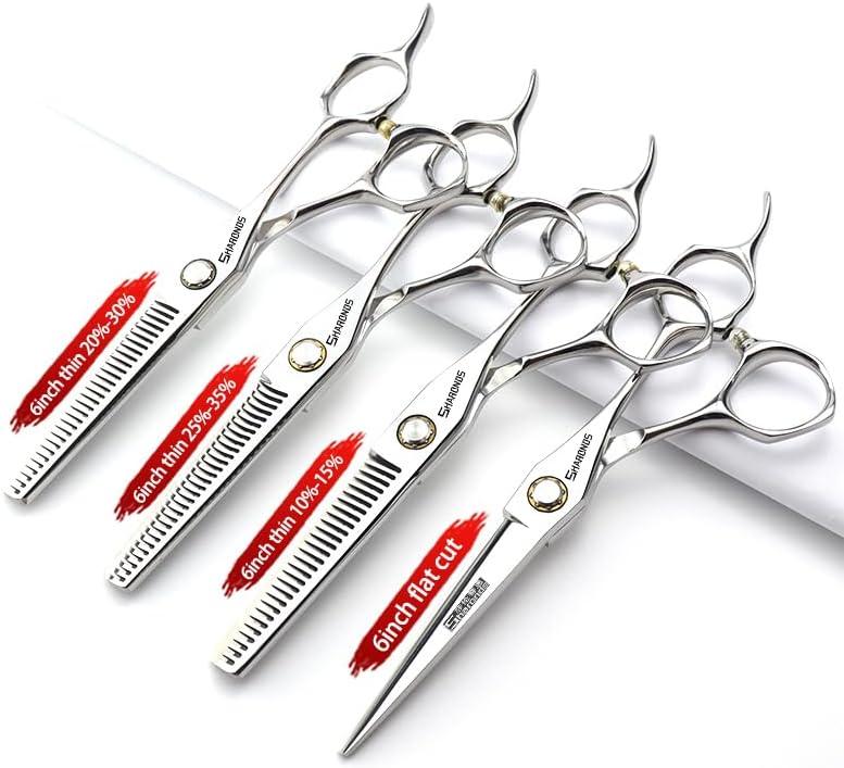 image6Coiffure modelage Studio Ciseaux Coiffeur Ciseaux professionnels Japon 440 C Acier outils de ciseaux de coiffure ciseaux effiler6 pouces 2 picesA6 Inches 4 Pieces