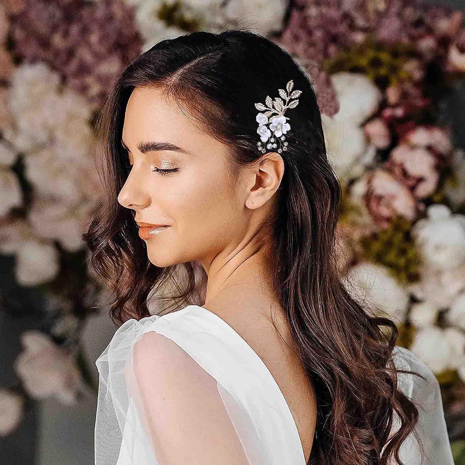 imageMariage Cristal Peigne Cheveux Marie Perle Strass Fleur Barrette Cheveux Peigne Feuille Dor Postiche Cheveux Accessoires Pour Femmes Et Filles