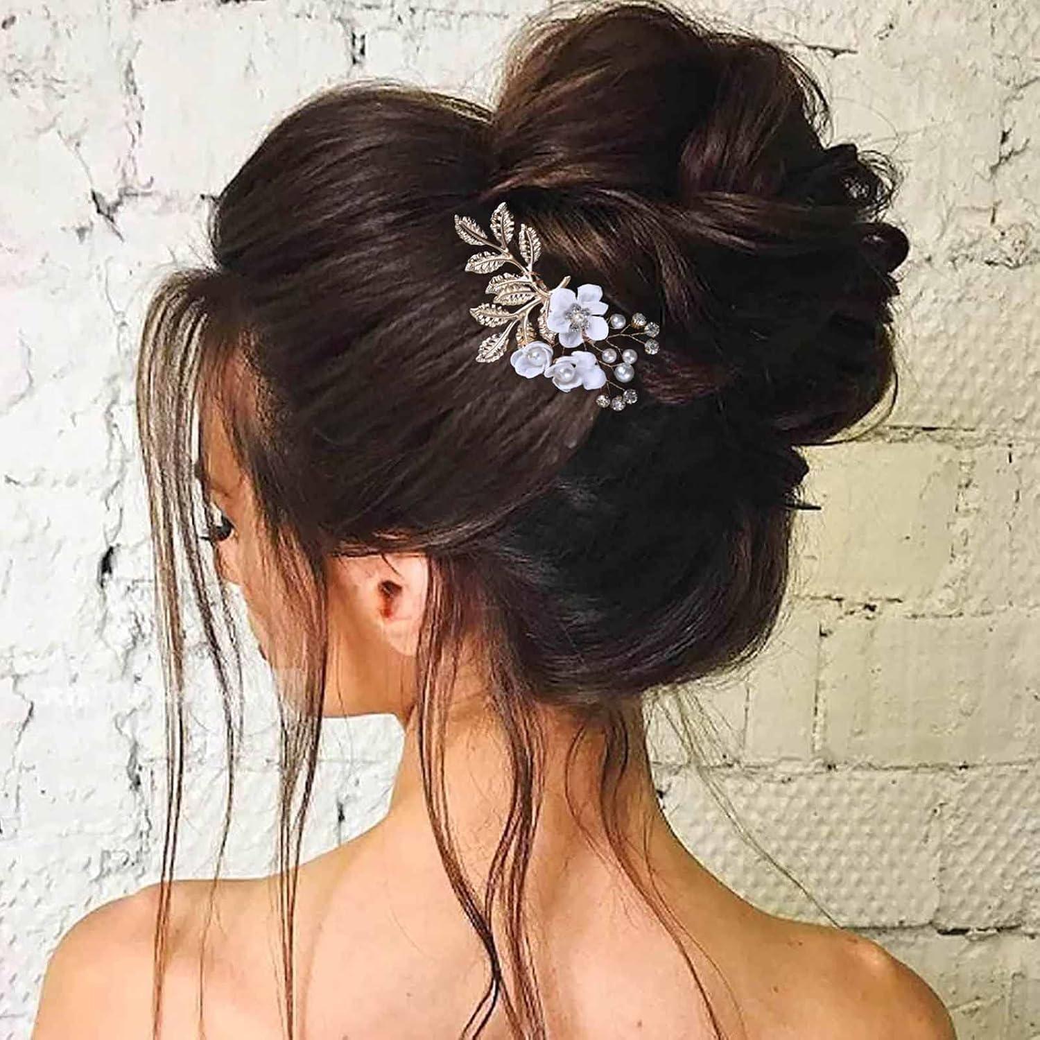 imageMariage Cristal Peigne Cheveux Marie Perle Strass Fleur Barrette Cheveux Peigne Feuille Dor Postiche Cheveux Accessoires Pour Femmes Et Filles