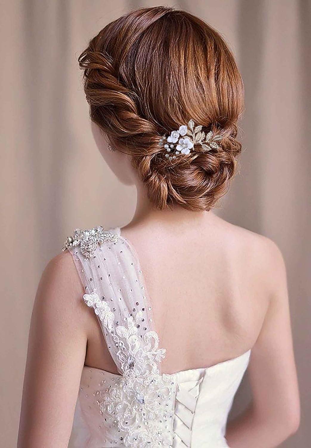 imageMariage Cristal Peigne Cheveux Marie Perle Strass Fleur Barrette Cheveux Peigne Feuille Dor Postiche Cheveux Accessoires Pour Femmes Et Filles