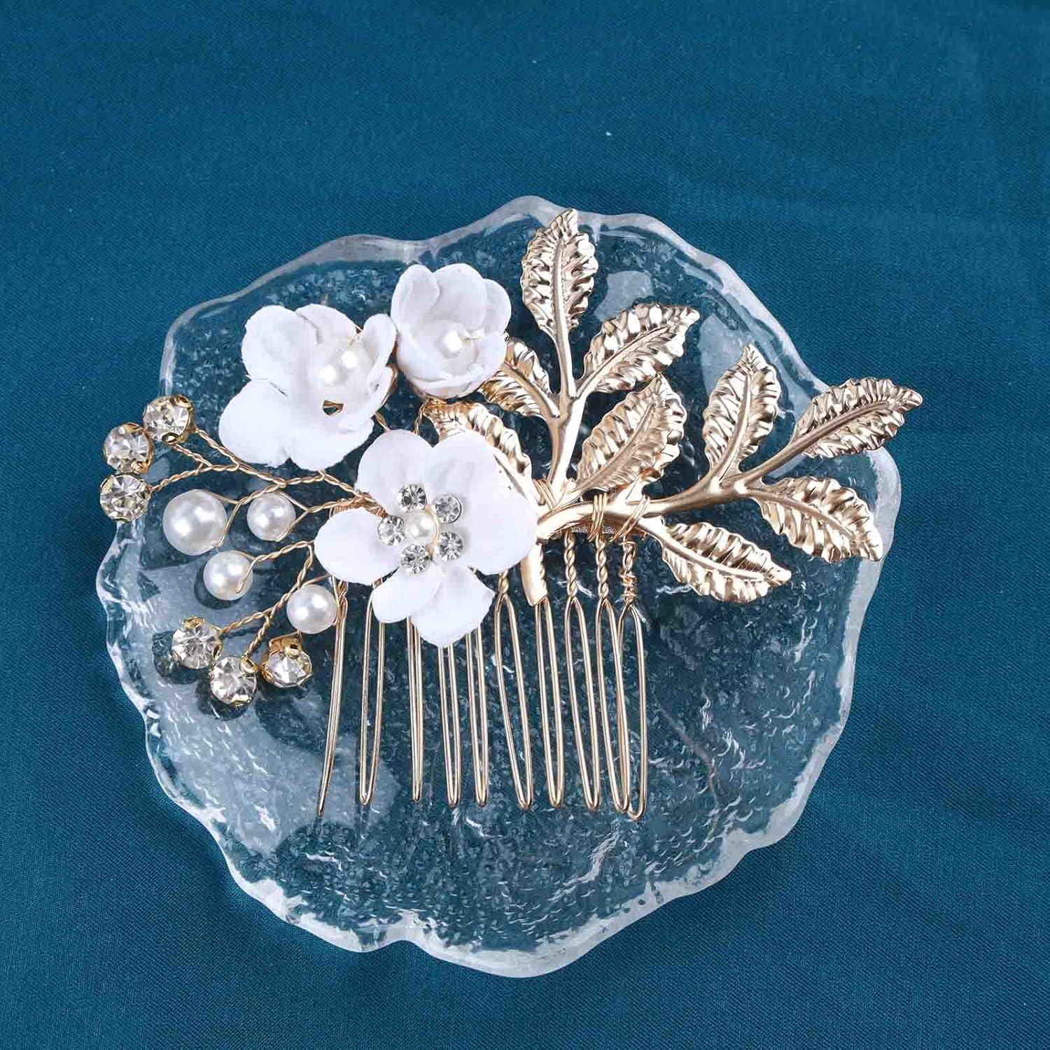 imageMariage Cristal Peigne Cheveux Marie Perle Strass Fleur Barrette Cheveux Peigne Feuille Dor Postiche Cheveux Accessoires Pour Femmes Et Filles