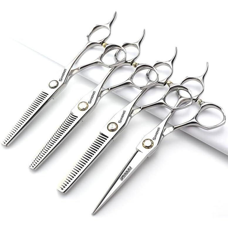 image6Coiffure modelage Studio Ciseaux Coiffeur Ciseaux professionnels Japon 440 C Acier outils de ciseaux de coiffure ciseaux effiler6 pouces 2 picesA6 Inches 4 Pieces
