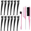 image12pcs Pince Crocodile Cheveux Femme avec Peigne de Style Pince Cheveux Coiffeur Pince  Cheveux  Bec de Canard Pratiques pour Maquillage et Coiffure Professionnel Salon Outil