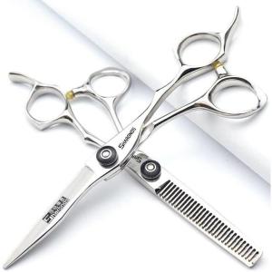 6&rsquo;Coiffure modelage Studio Ciseaux Coiffeur Ciseaux professionnels Japon 440 C Acier outils de ciseaux de coiffure + ciseaux à effiler(6 pouces 2 pièces-A)(5 5 Pouces 2 Pièces-a)