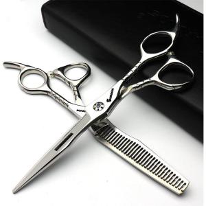 6&rsquo;Coiffure modelage Studio Ciseaux Coiffeur Ciseaux professionnels Japon 440 C Acier outils de ciseaux de coiffure + ciseaux à effiler(6 pouces 2 pièces-A)(6 Inches  2 Pieces)
