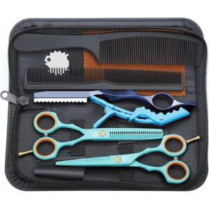 Kit de Ciseaux de Coiffure Professionnel Or Rose Ciseaux Coiffure 5,5 Pouces Inox Peigne Acier Ciseaux Coiffure Desepaissir Ciseaux Cheveux Coupe Frange Barbe pour Coiffeur Femme Enfant(Vert)