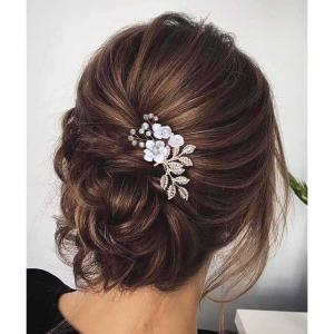Mariage Cristal Peigne À Cheveux Mariée Perle Strass Fleur Barrette À Cheveux Peigne Feuille D&rsquo;or Postiche Cheveux Accessoires Pour Femmes Et Filles