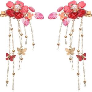 minkissy Pinces À Cheveux Vintage Style Ancien Fleur Avec Longs Accessoires Coiffure Pour Mariage Fête Bal 4.7 Pouces