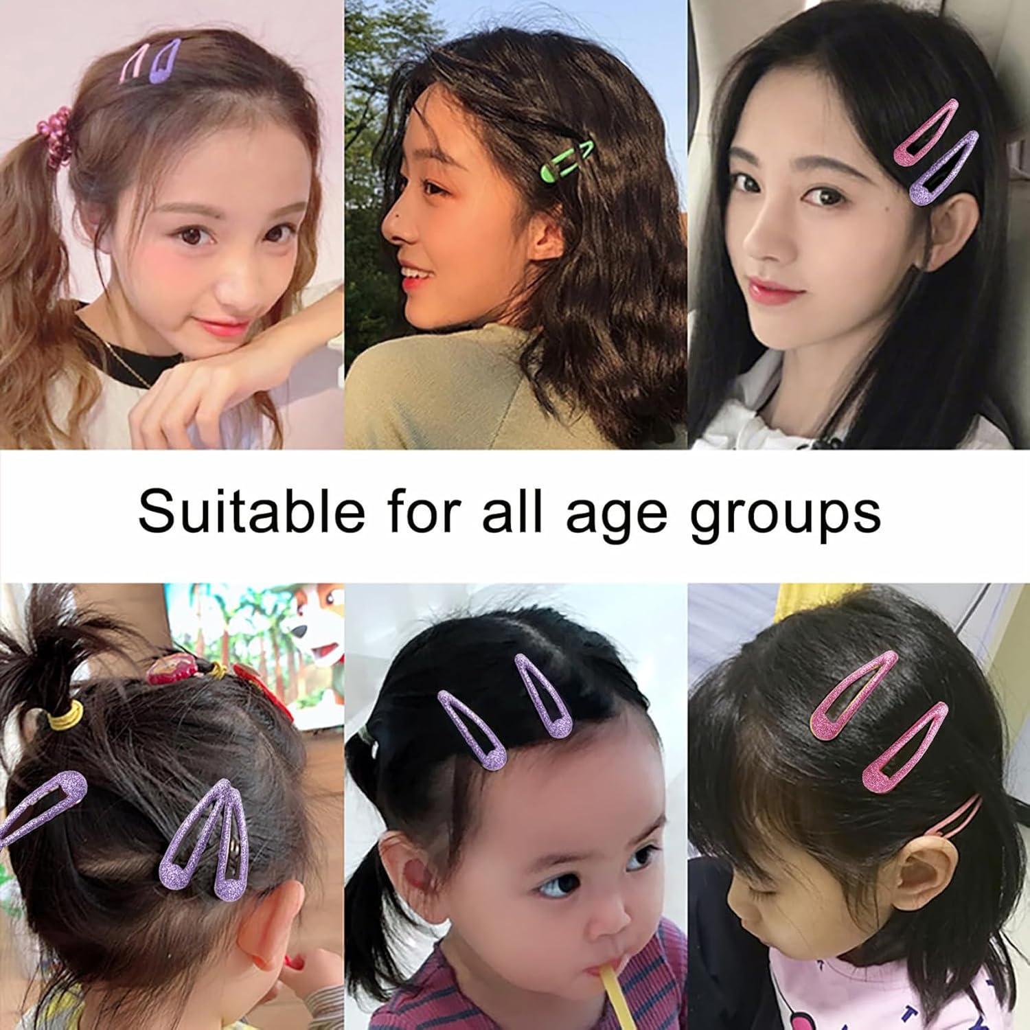 image16 Pcs Briller Clips Pression pour Cheveux Clips Cheveux en Mtal Color Paillettes Clips Cheveux Barrettes Accessoires de CoiffureBleu4 Rouge4 Orange4 Violet4
