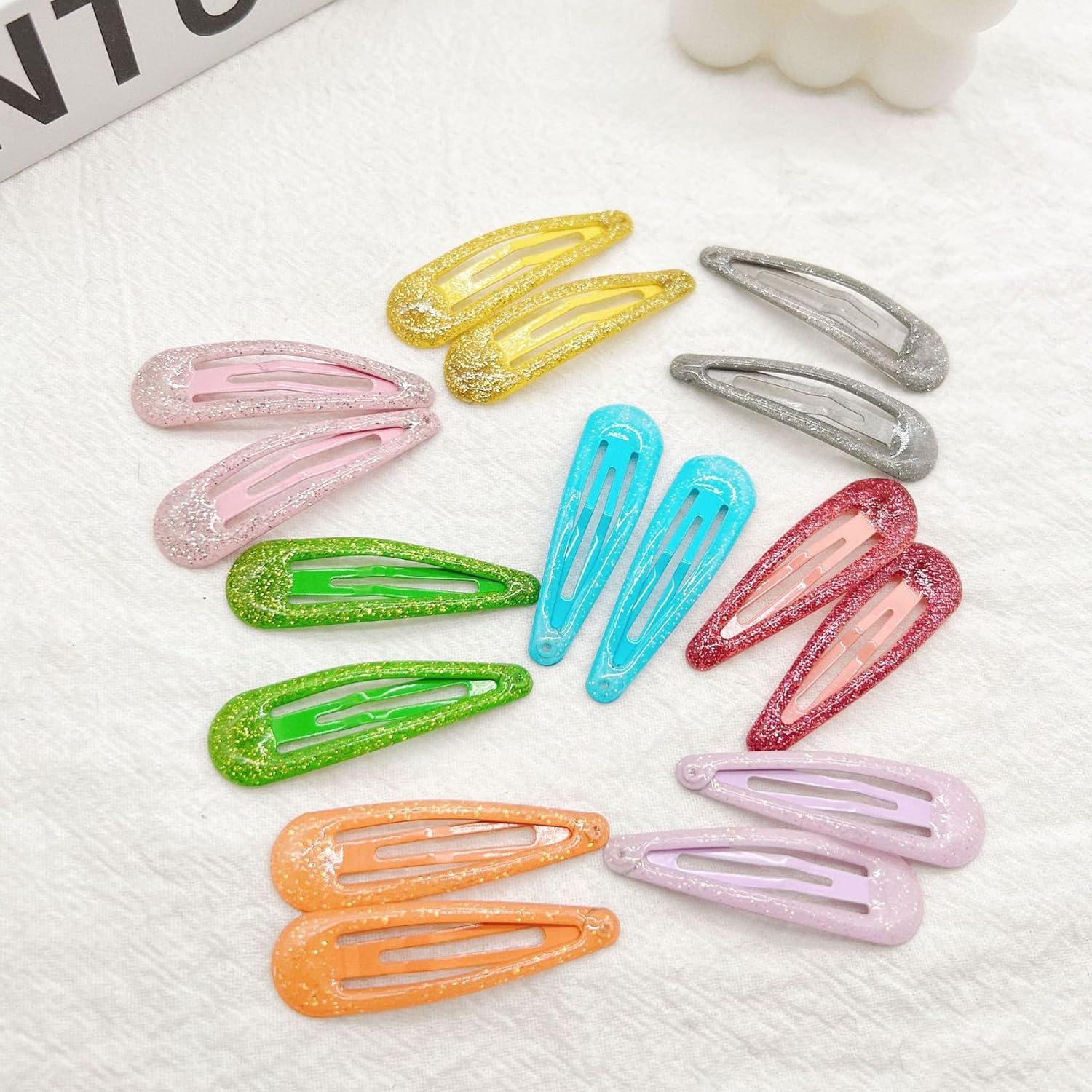 image16 Pcs Briller Clips Pression pour Cheveux Clips Cheveux en Mtal Color Paillettes Clips Cheveux Barrettes Accessoires de CoiffureRose rouge16
