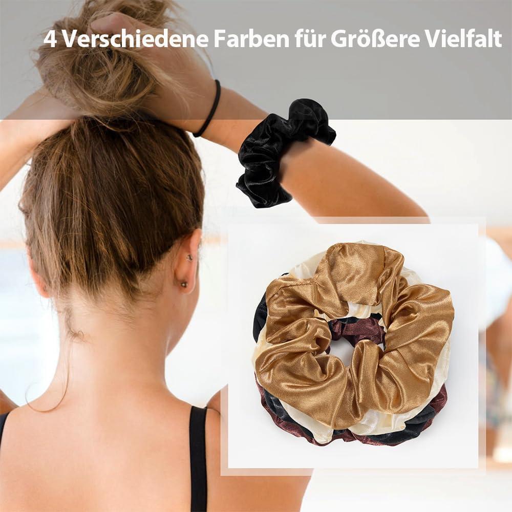image200pcs Elastique Cheveux MulticoloresChouchous Fille Polyvalents pour Coiffures du Quotidien Mariages Sport et Artisanat4PCS chouchous en satin