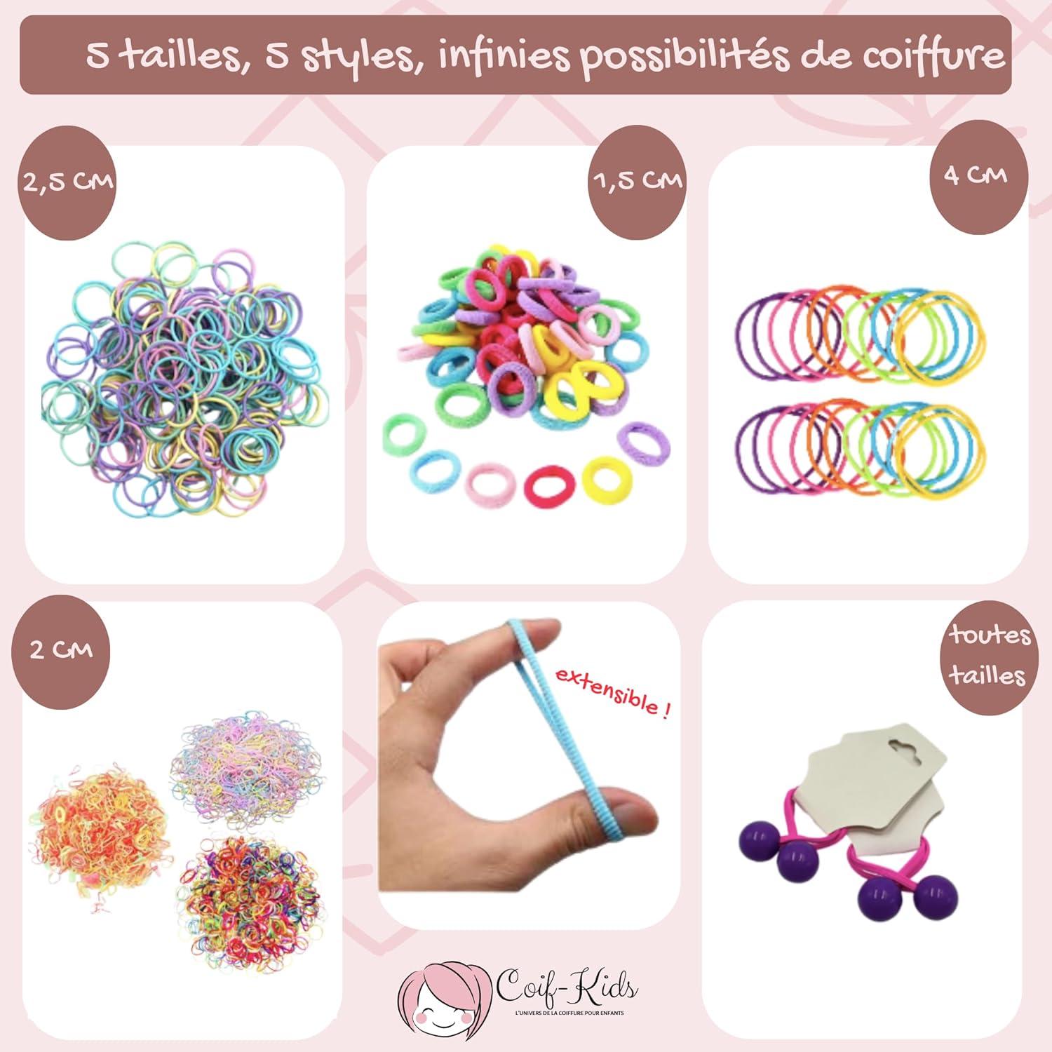 imageCoifKids Elastiques Cheveux fille Barrettes Coiffure Petite Fille Accessoires de Coiffure pour Cheveux Bb Pince Chouchou et Peigne Enfant Coffret Cadeaux