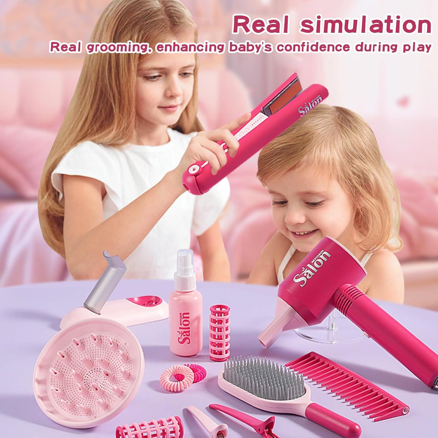 imageEnsemble de Salon de Beaut22 PiCes Kit Coiffure pour EnfantsJouets de Salon de CoiffureMode Jeu de Simulation de CoiffeurJeu de Rle de Coiffure pour Enfants Garons et Filles 3 Ans