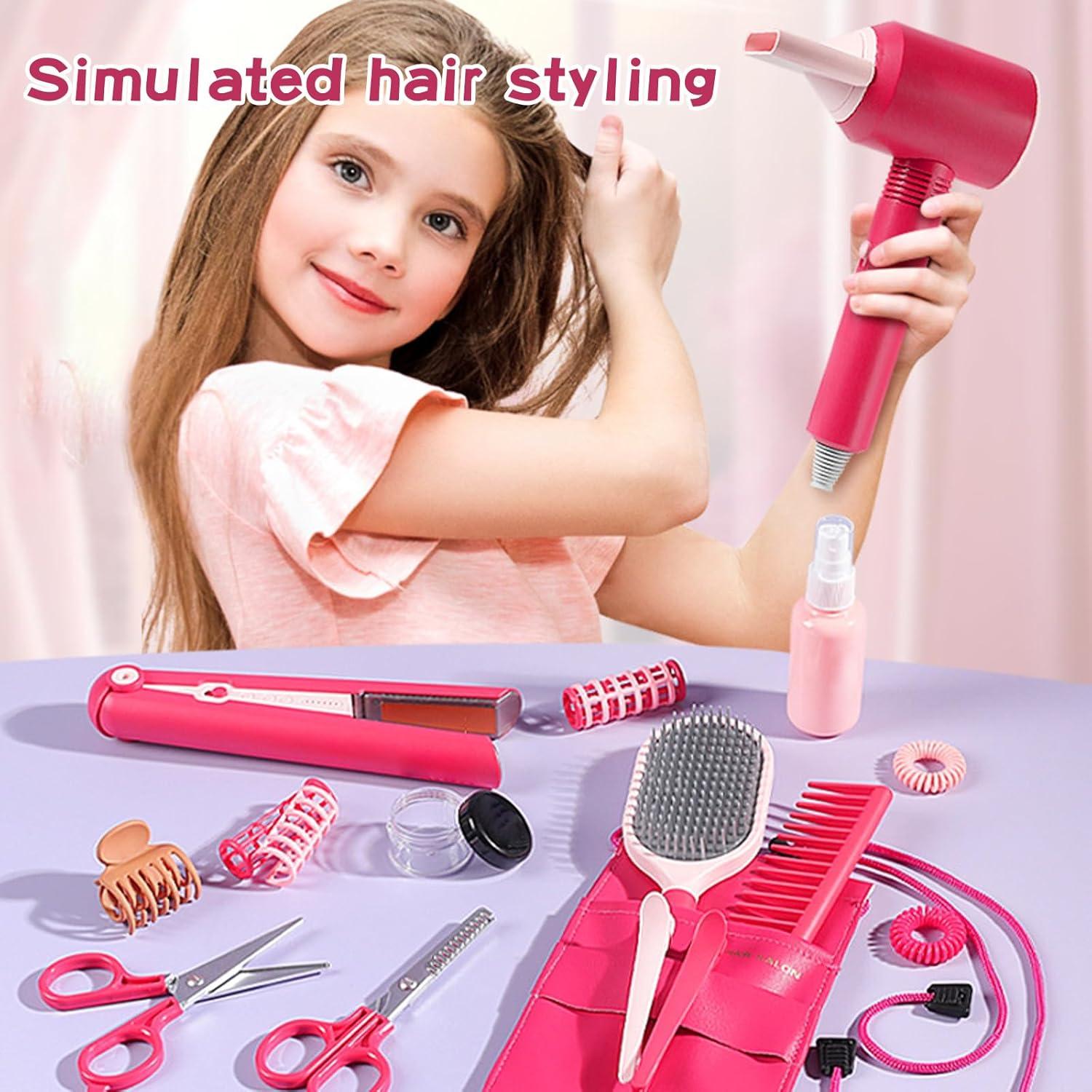 imageEnsemble de Salon de Beaut22 PiCes Kit Coiffure pour EnfantsJouets de Salon de CoiffureMode Jeu de Simulation de CoiffeurJeu de Rle de Coiffure pour Enfants Garons et Filles 3 Ans
