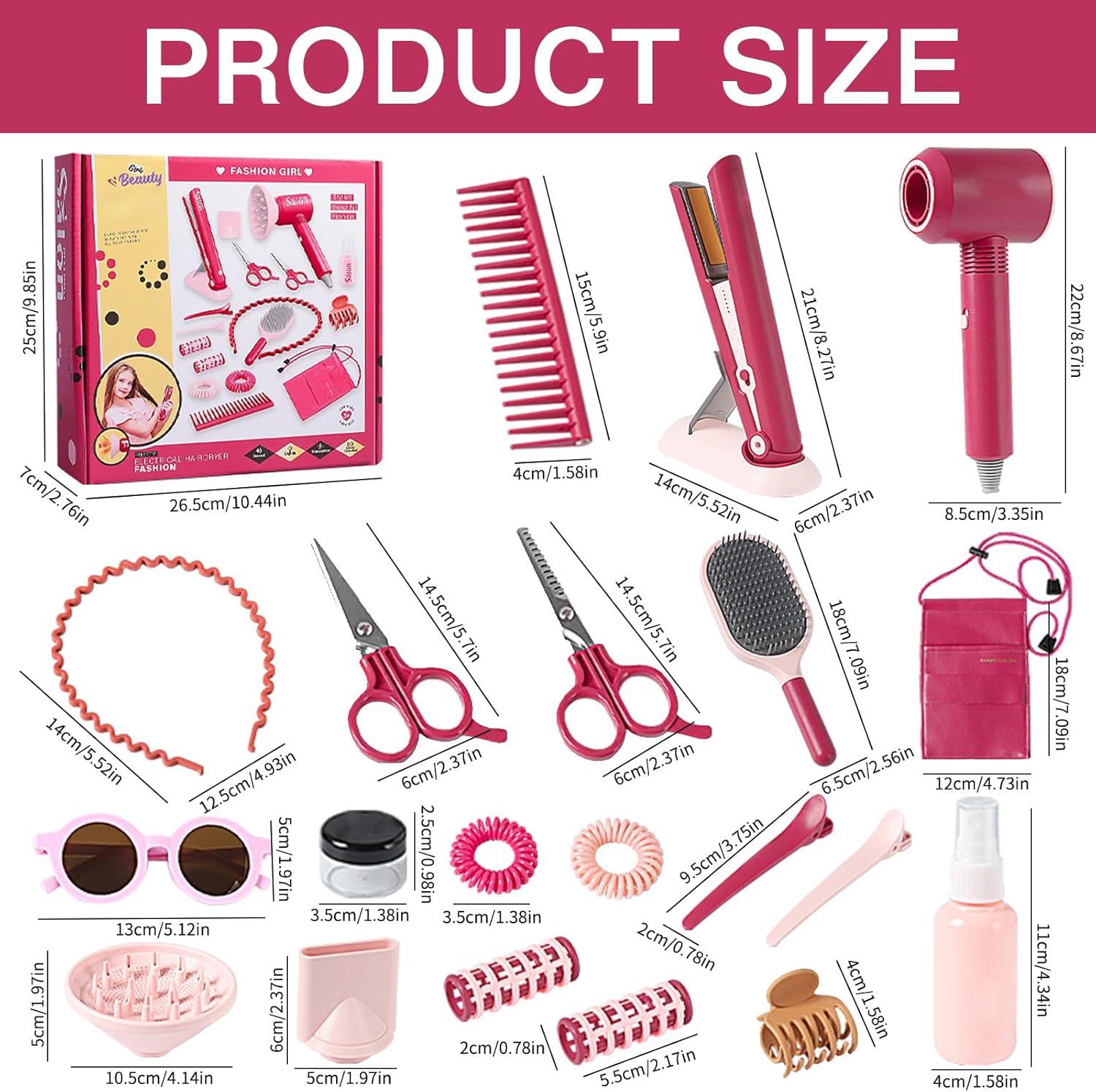imageEnsemble de Salon de Beaut22 PiCes Kit Coiffure pour EnfantsJouets de Salon de CoiffureMode Jeu de Simulation de CoiffeurJeu de Rle de Coiffure pour Enfants Garons et Filles 3 Ans