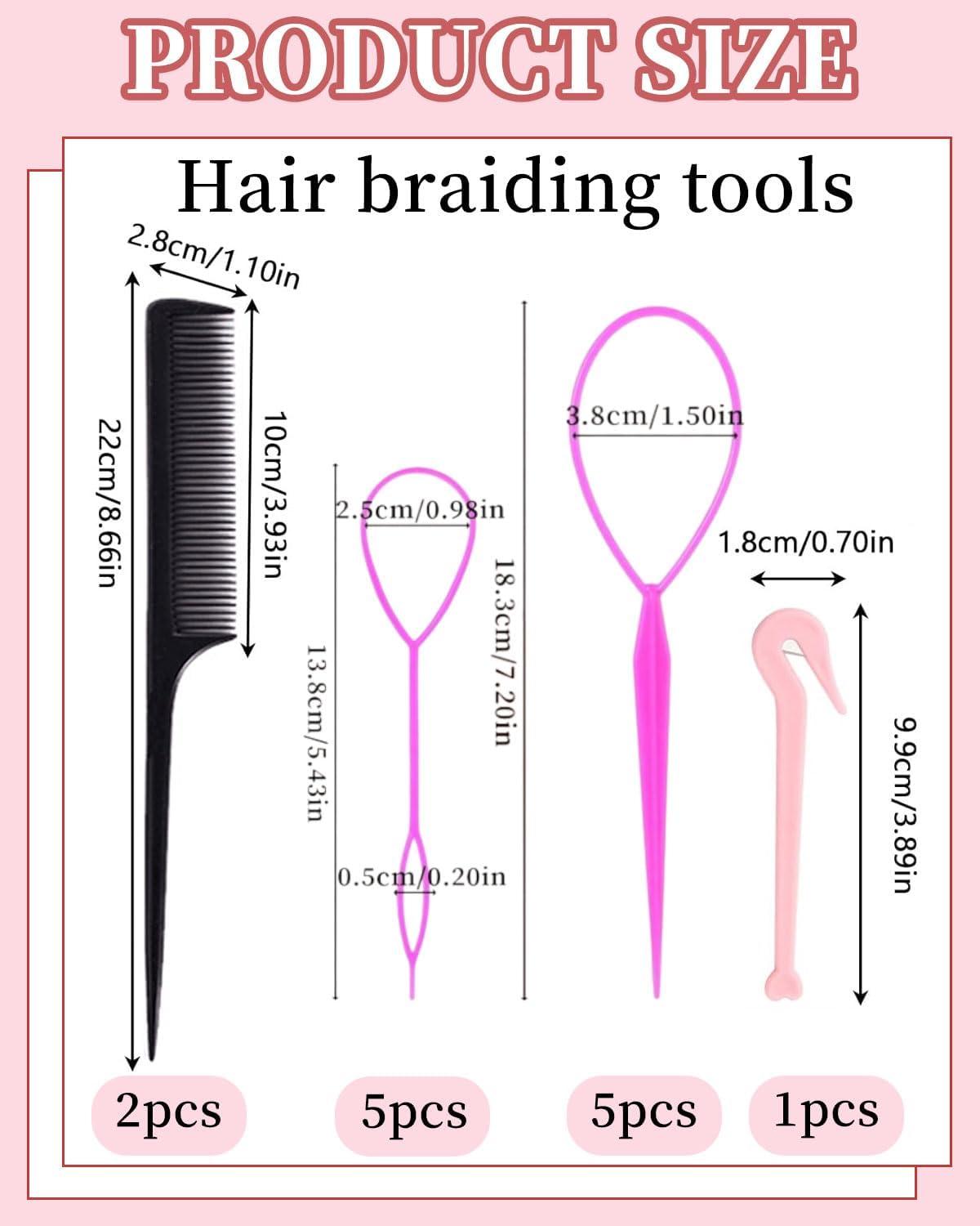 imageEnsemble de coiffure 12 pices pour femmes et filles outils de tressage de cheveux Outils de tressage de cheveux pour coiffures DIY aides la coiffure pour femmes filles