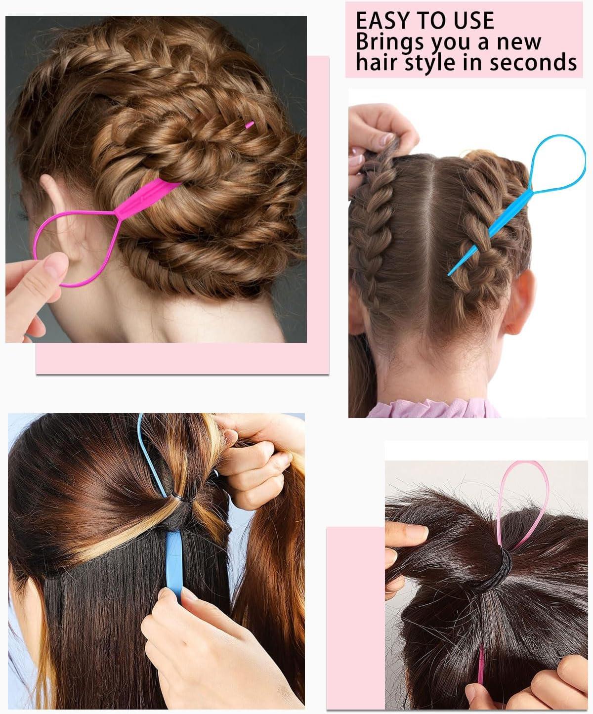 imageEnsemble de coiffure 12 pices pour femmes et filles outils de tressage de cheveux Outils de tressage de cheveux pour coiffures DIY aides la coiffure pour femmes filles