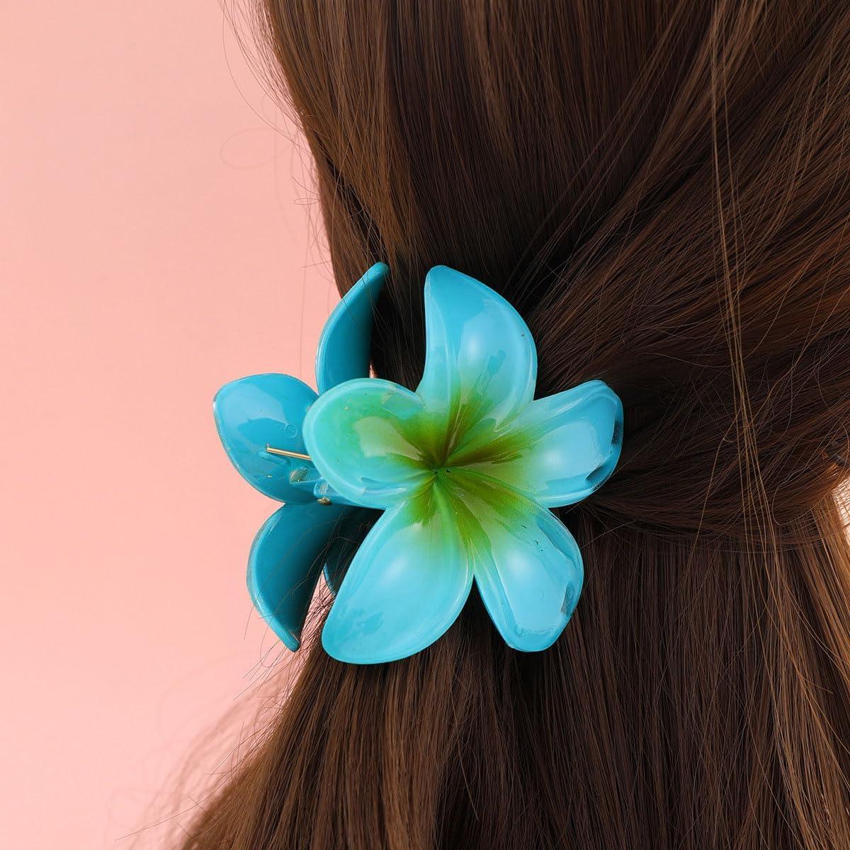 imageLot de 12 Pinces Cheveux en Forme de Fleur BetterJonny Grandes Pince a Cheveux Fleur Hawaenne Accessoires de Cheveux Accessoires de Coiffure Mignonnes pour Femmes Filles 8cm