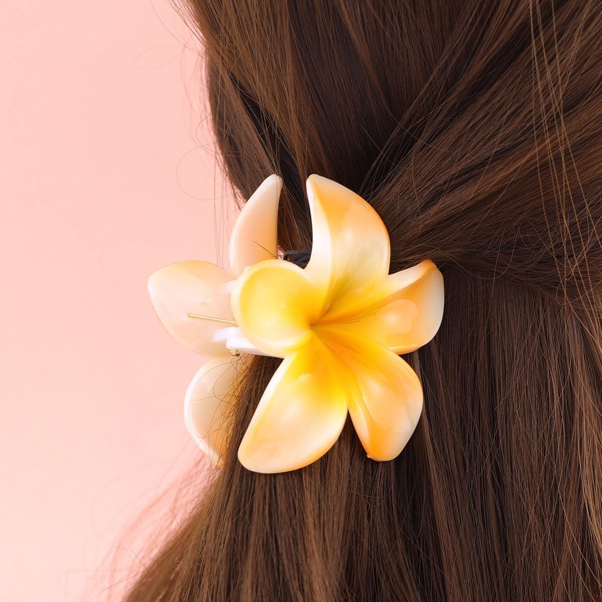 imageLot de 12 Pinces Cheveux en Forme de Fleur BetterJonny Grandes Pince a Cheveux Fleur Hawaenne Accessoires de Cheveux Accessoires de Coiffure Mignonnes pour Femmes Filles 8cm