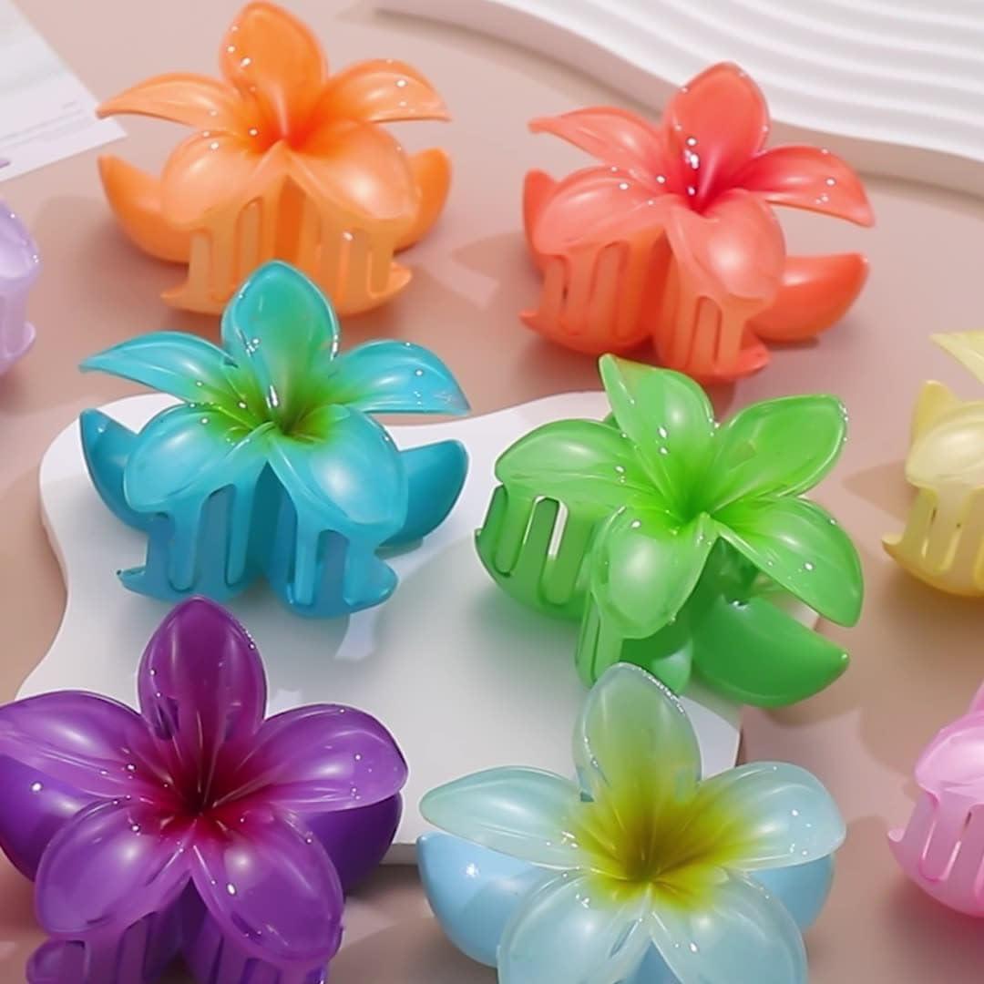imageLot de 12 Pinces Cheveux en Forme de Fleur BetterJonny Grandes Pince a Cheveux Fleur Hawaenne Accessoires de Cheveux Accessoires de Coiffure Mignonnes pour Femmes Filles 8cm