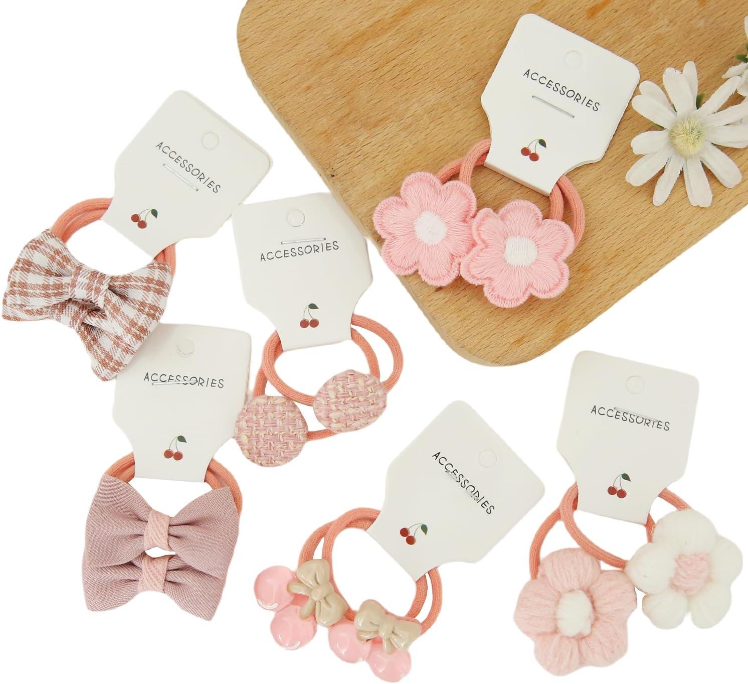 imageLot de 20 lastiques cheveux multicolores pour bb avec nud non mtallique accessoires de cheveux pour petites filles et enfants marronRose