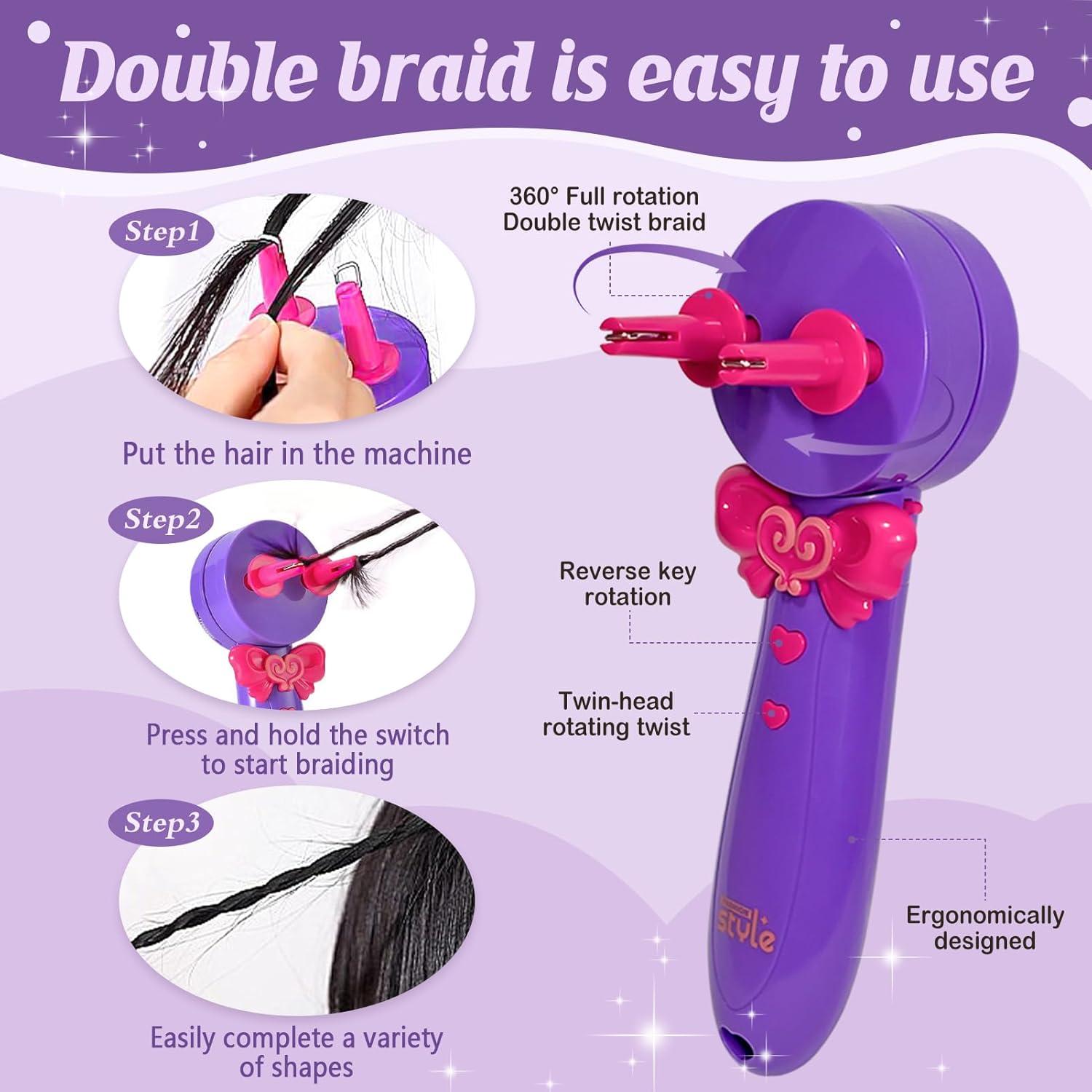 imageMachine Tresser les Cheveux Fille Appareil a Tresser les Cheveux Automatique Kit de Coiffure DIY avec 3 Styles de Tressage Dcorations Cratives pour Cheveux