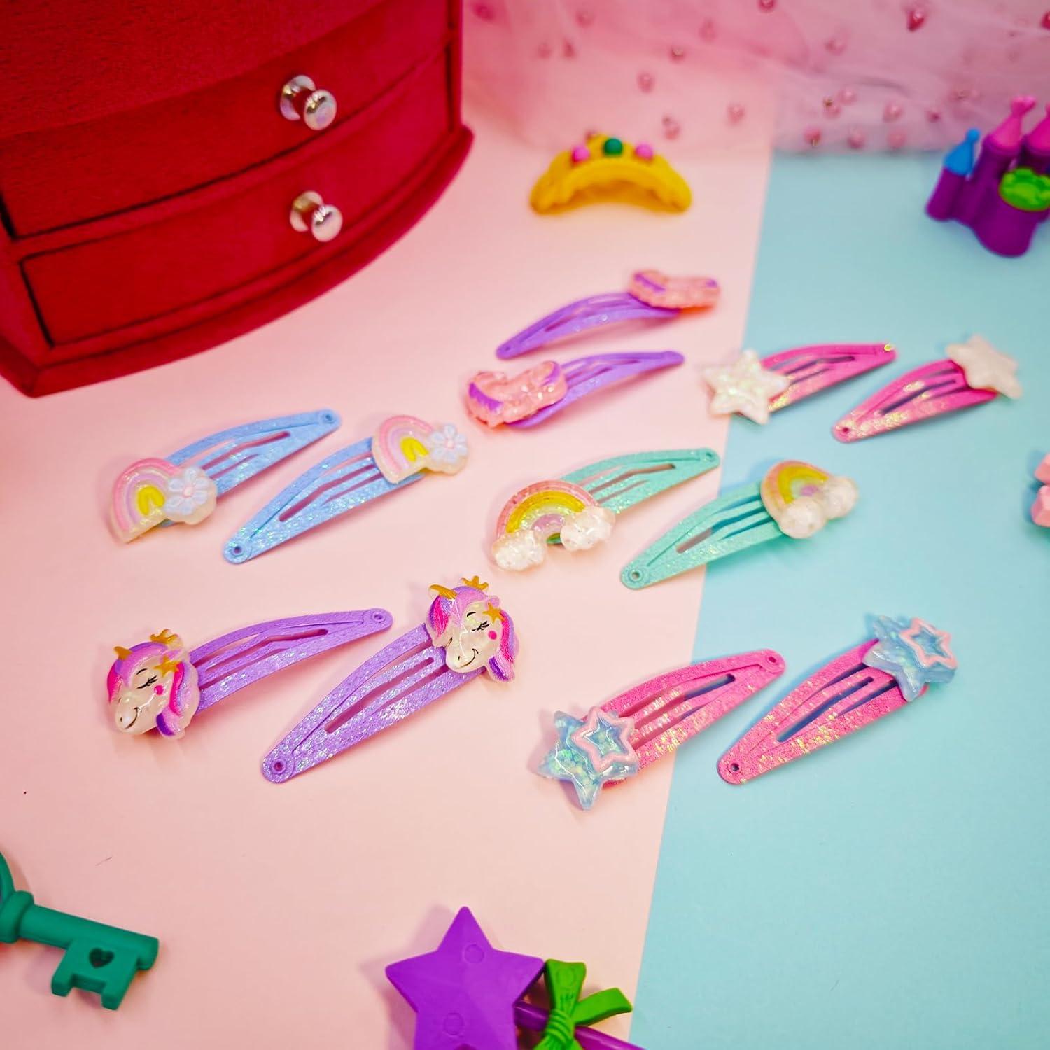 imagePinkSheep Barrettes cheveux licorne 6 paires12 packs dpingles cheveux arcenciel en forme de nuage pinces cheveux mignonnes pour bbs filles ados et enfantsStyle C