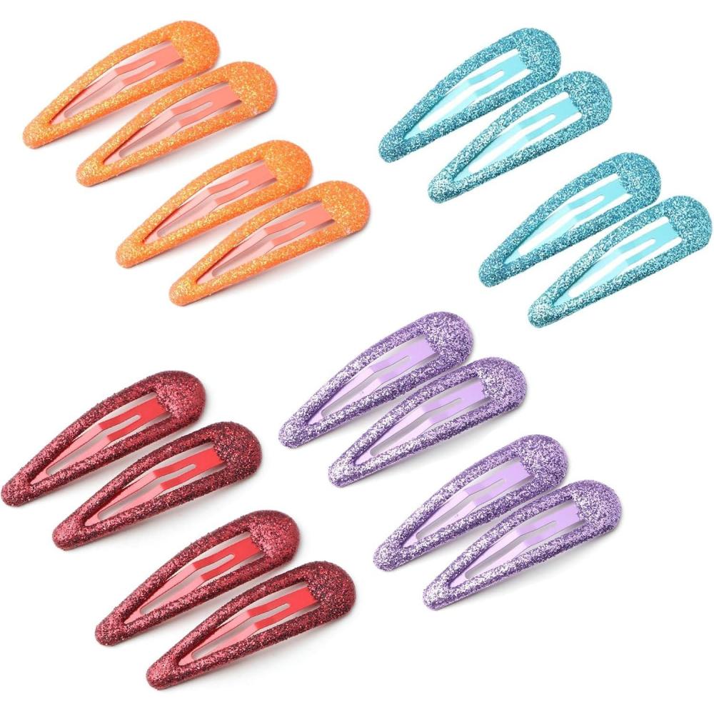 image16 Pcs Briller Clips Pression pour Cheveux Clips Cheveux en Mtal Color Paillettes Clips Cheveux Barrettes Accessoires de CoiffureBleu4 Rouge4 Orange4 Violet4