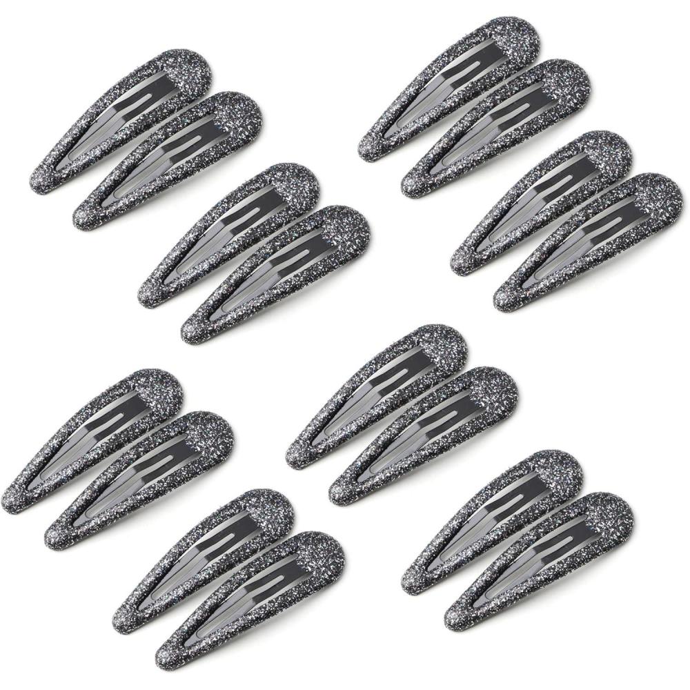 image16 Pcs Briller Clips Pression pour Cheveux Clips Cheveux en Mtal Color Paillettes Clips Cheveux Barrettes Accessoires de CoiffureNoir16