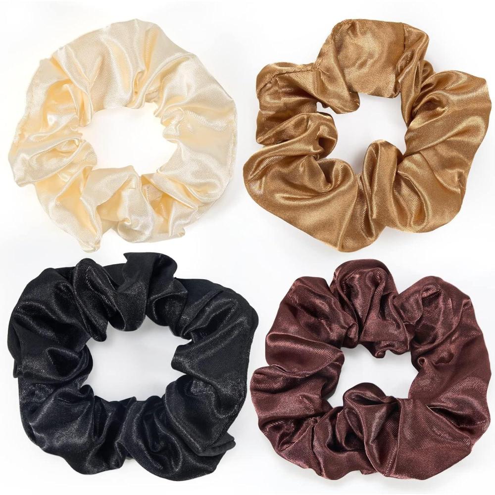 image200pcs Elastique Cheveux MulticoloresChouchous Fille Polyvalents pour Coiffures du Quotidien Mariages Sport et Artisanat4PCS chouchous en satin