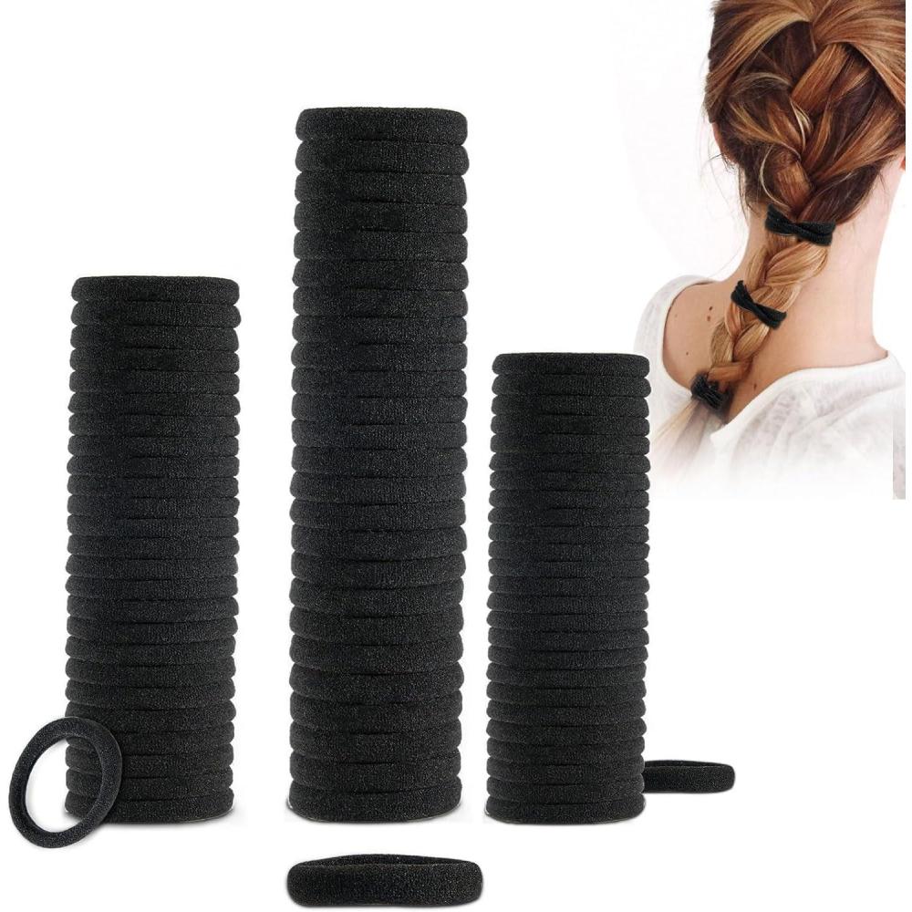image200pcs Elastique Cheveux MulticoloresChouchous Fille Polyvalents pour Coiffures du Quotidien Mariages Sport et Artisanat50PCS Noir
