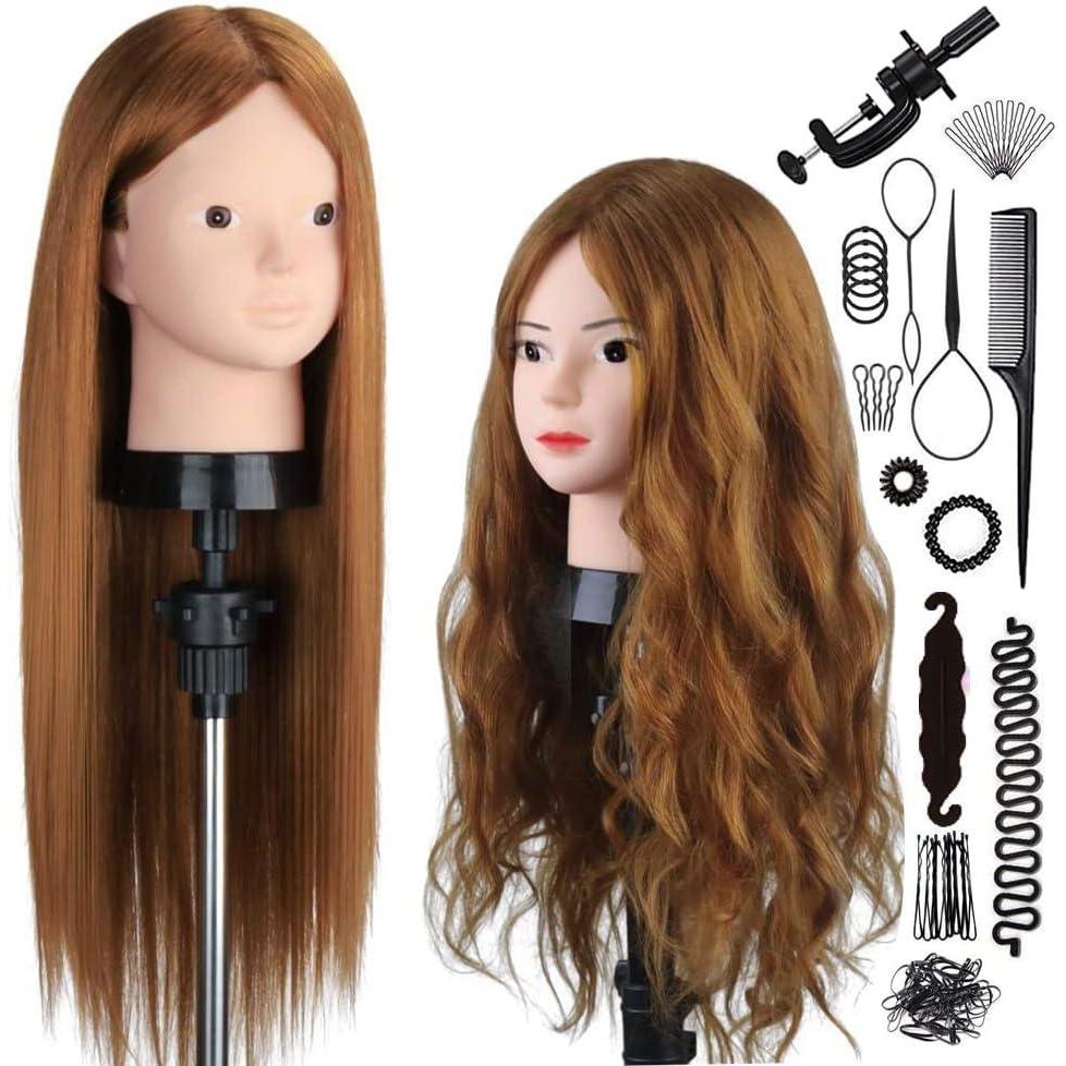 image235 pouces 80 cheveux rels formation tte beaut maquillage coiffure mannequin poupe avec support de pince de Table ensemble de tresses DIY