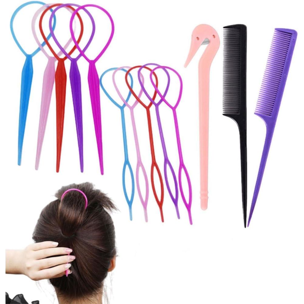 imageEnsemble de coiffure 12 pices pour femmes et filles outils de tressage de cheveux Outils de tressage de cheveux pour coiffures DIY aides la coiffure pour femmes filles