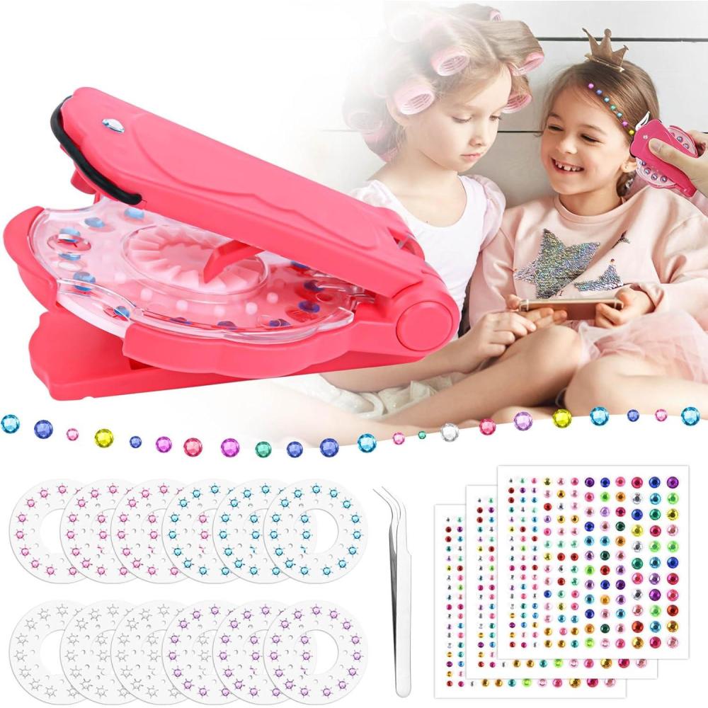 imageHOTUT Outil de Coiffure675pcs Machine Strass Pour Cheveux MulticolorePrcieuses Strass Crystal Coiffure Cadeau pour Filles pour Cheveux Autocollants de Perceuse Ensemble Doutils de Tressage