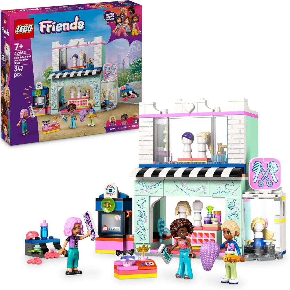 imageLEGO Friends Le Salon de Coiffure et la Boutique dAccessoires  Jouet de Construction et Jeu cratif pour Filles ds 7 Ans  Ide Cadeau pour apprenties coiffeuses  Inclut 3 Minipoupes 42662