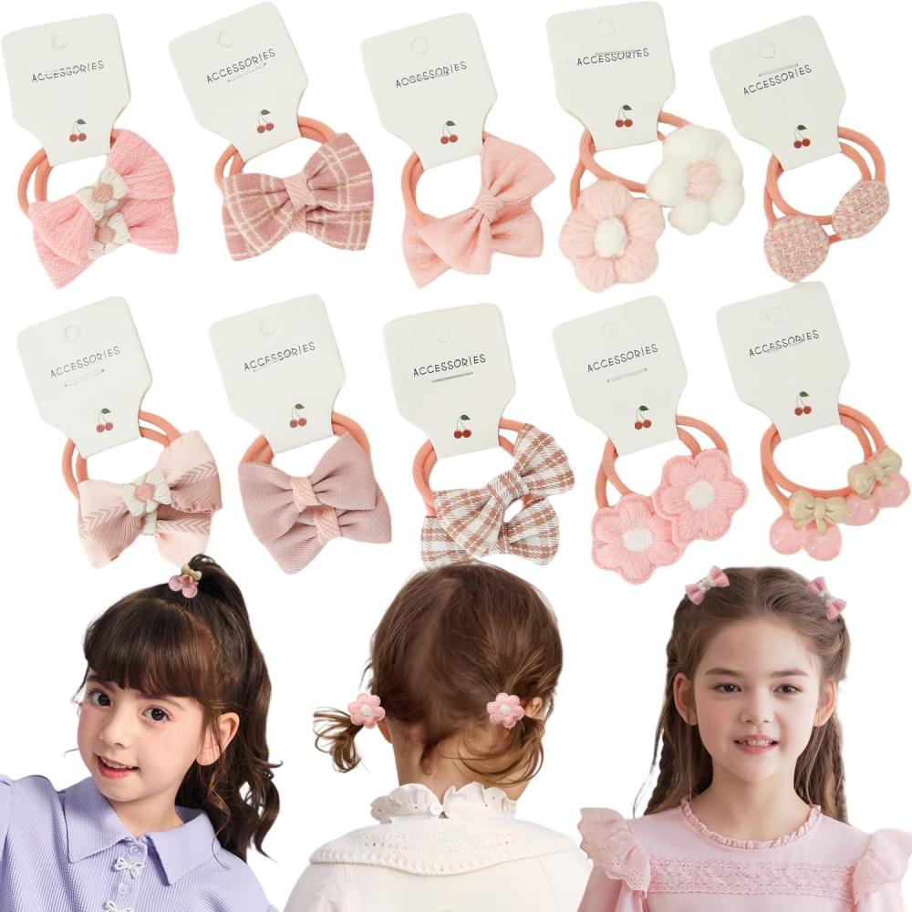 imageLot de 20 lastiques cheveux multicolores pour bb avec nud non mtallique accessoires de cheveux pour petites filles et enfants marronRose