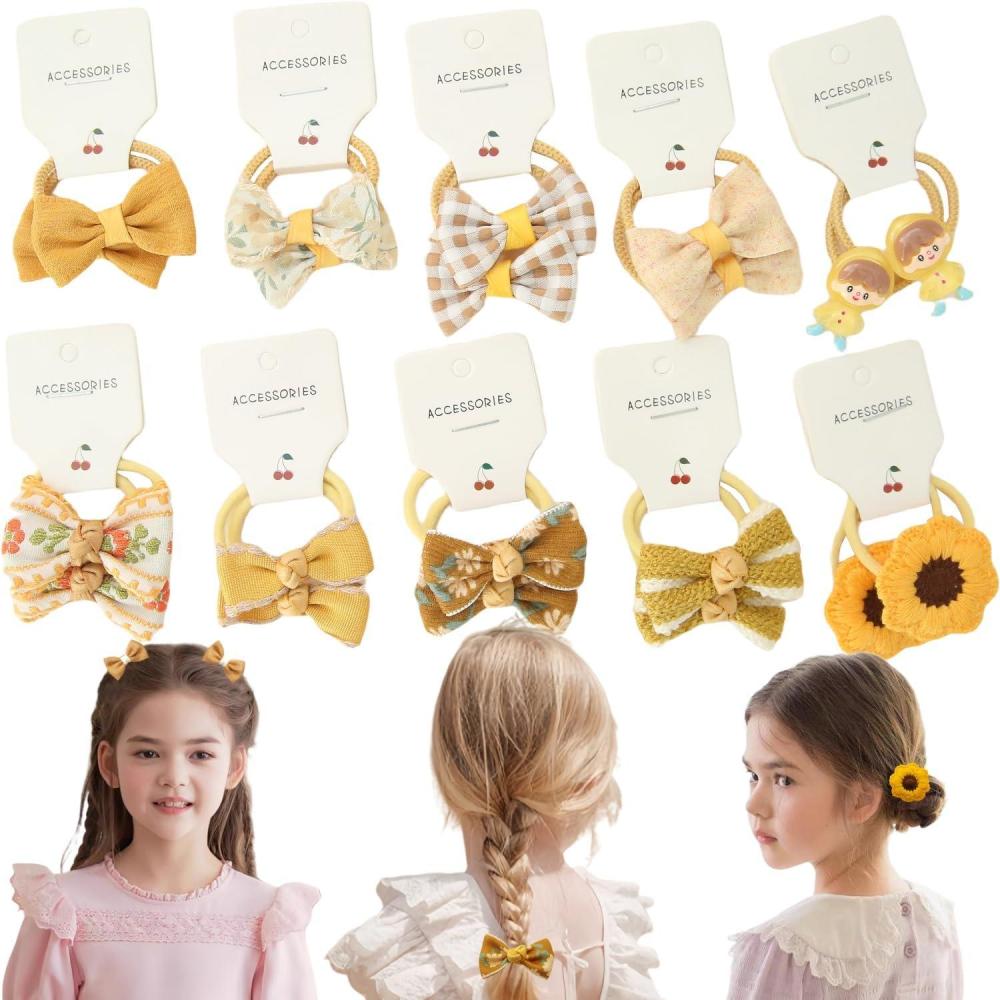 imageLot de 20 lastiques cheveux multicolores pour bb avec nud non mtallique accessoires de cheveux pour petites filles et enfants marronjaune