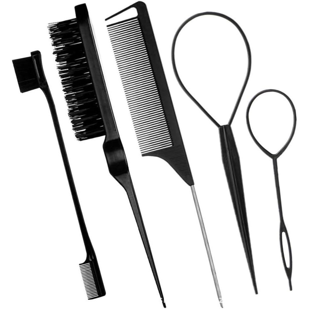 imageLot de 5 Accessoires de Coiffure Outil de Queue de Cheveux Coiffure accessoires Outil de Coiffure Aides la coiffure pour chignon twist Outils Tressage pour Femmes et Filles ConvientNoir