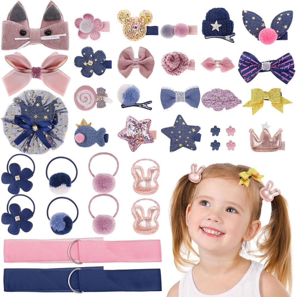 imageMELLIEX 36 Pices Barrettes et Pinces Cheveux Bb Accessoires Cheveux avec Ruban et Bandes de Rangement pour Filles et EnfantsMulticolore