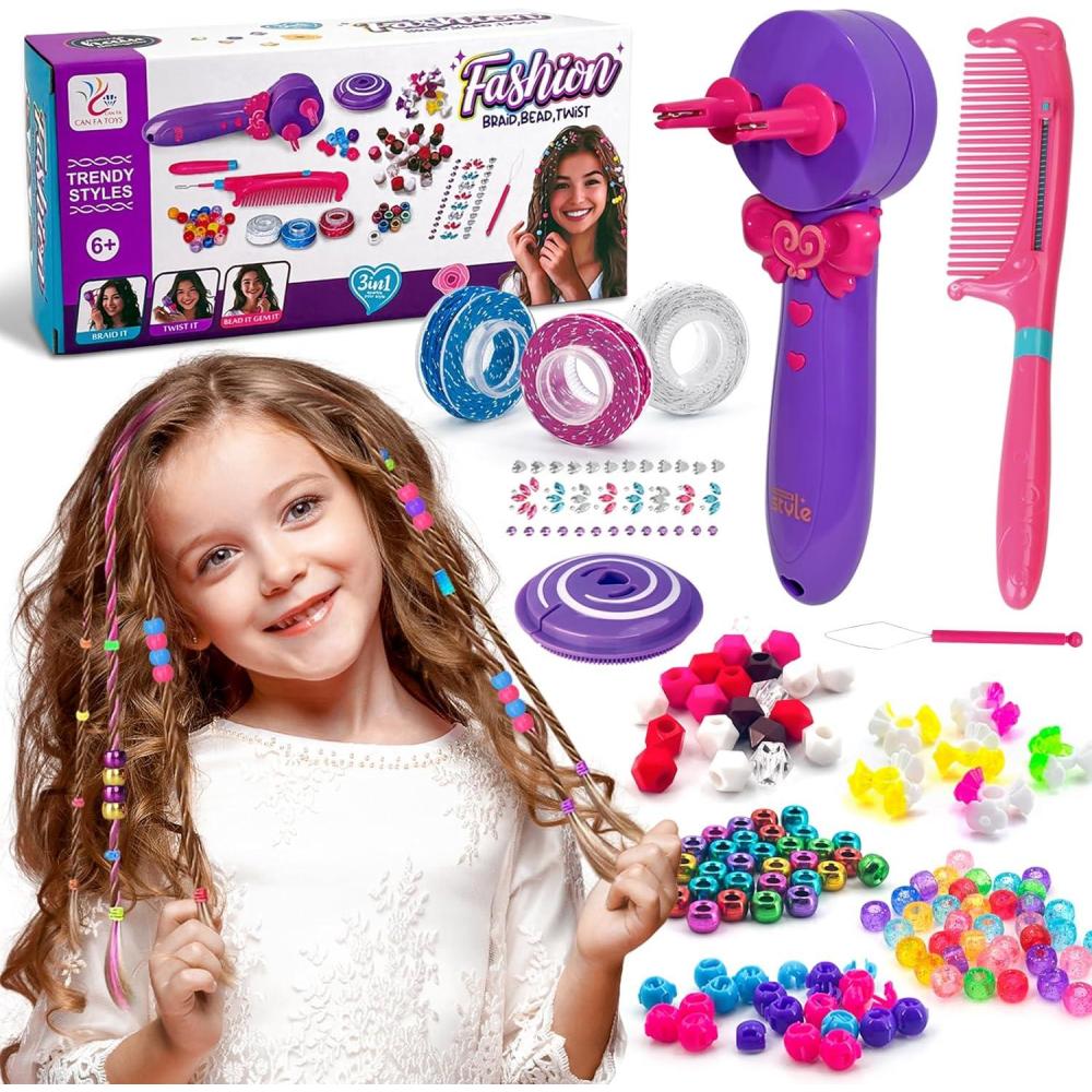 imageMachine Tresser les Cheveux Fille Appareil a Tresser les Cheveux Automatique Kit de Coiffure DIY avec 3 Styles de Tressage Dcorations Cratives pour Cheveux