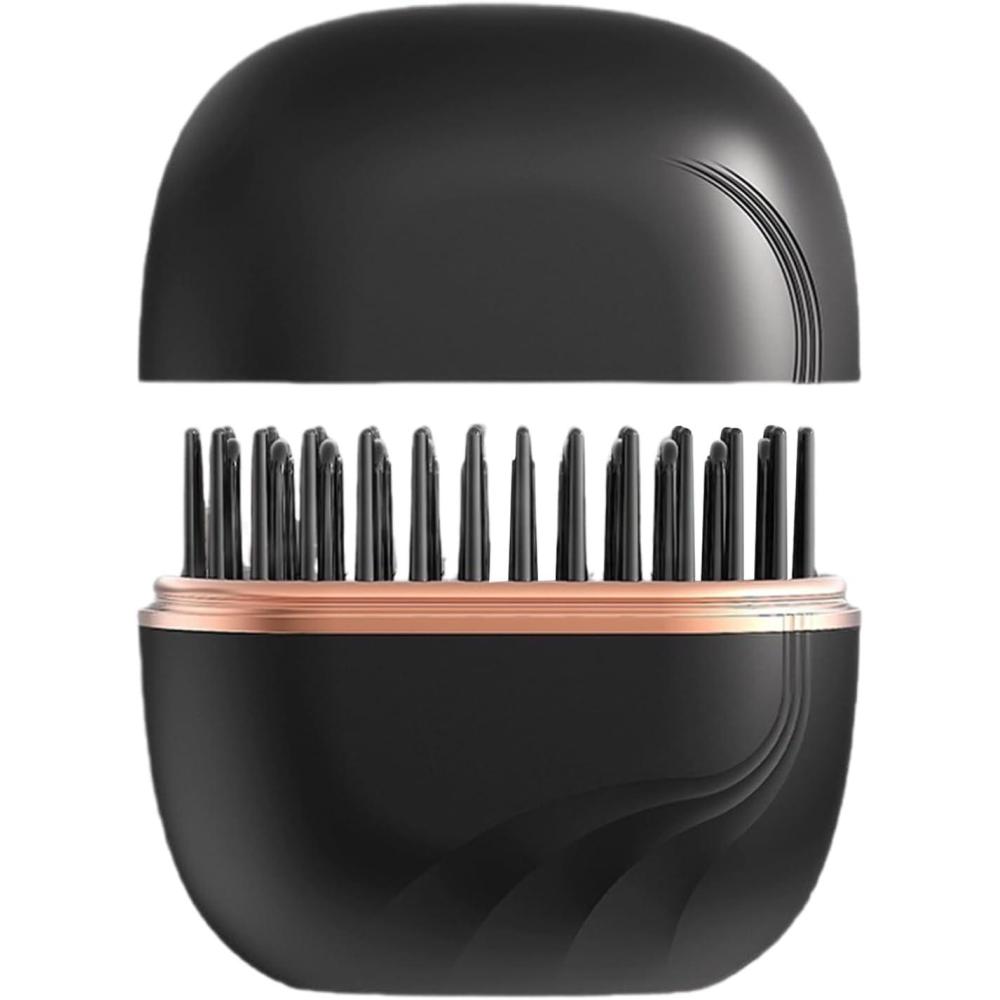 imageMini Brosse Lisseuse Sans FilOutil De Coiffure Portable Brosse Lisser Chauffage Rapidepour Filles Dames Voyageurs Professionnels Occups Salon Vacances Utilisation QuotidienneNoir