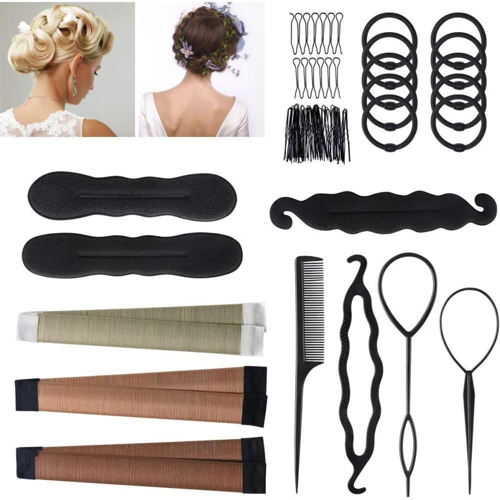 imageURAQT Machine pain Chignon Magique Accessoires de Coiffure Set dOutils de Coiffure Cheveux Coiffure Stylise Accessoire Cheveux Filles Chignon Tresse Kit de Coiffure pour Les Dbutants