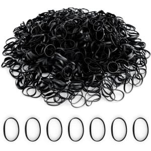 1000pcs Élastiques Cheveux Noirs, Petits Élastiques Cheveux, Accessoires Coiffure en Femme, Fille pour Tresses et Coiffures DIY