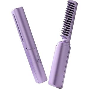 Brosse De Lissage Pour Cheveux – Appareil de Coiffure Électrique Anti-Statique | Peigne Lisseur Pour Cheveux | pour Filles et Femmes, Coiffure de Perruques, Usage Voyage et Maison, pour Boucles