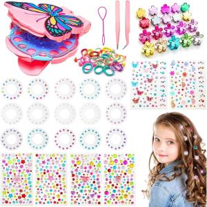 Hair Stamper avec 980 Pierres Diamant,Stamper Hair,Machine à Coller des Strass sur Cheveux,Machine a Tresse Strass Cheveux,Diamant de Mode de Jouets Créatifs,Hair Bedazzler Kit(862 PCS)