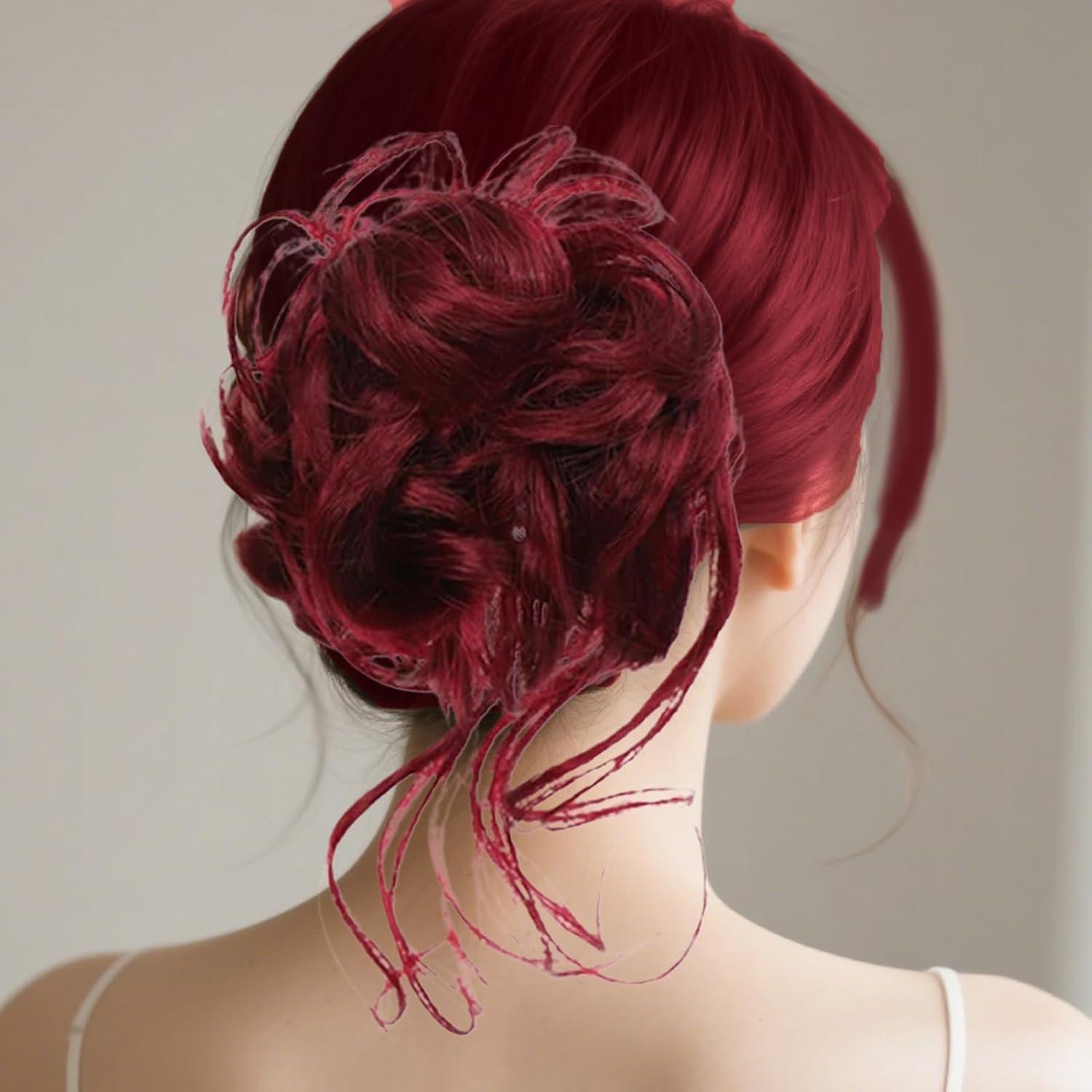 imageAccessoires Capillaires Pour s Postiche Boucle Clip Griffe Coiffure Accessoire Volume Queue De Cheval Fille Femme FianceRouge