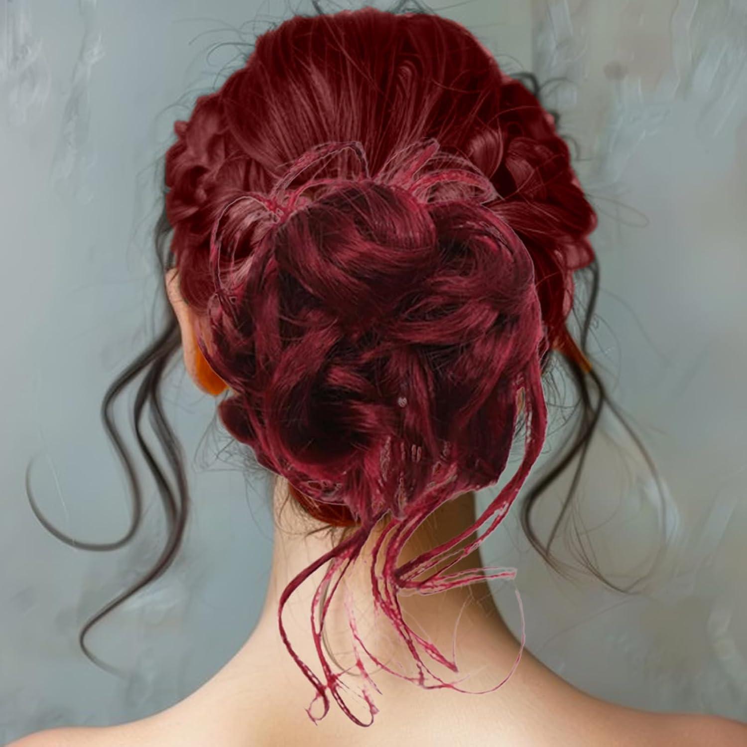 imageAccessoires Capillaires Pour s Postiche Boucle Clip Griffe Coiffure Accessoire Volume Queue De Cheval Fille Femme FianceRouge