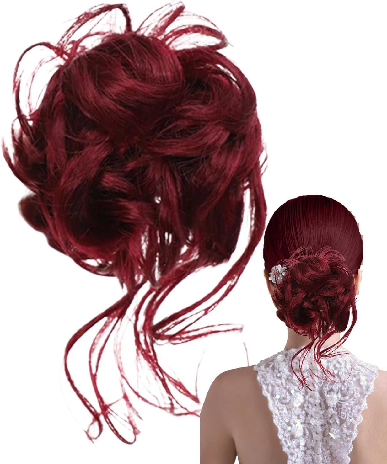 imageAccessoires Capillaires Pour s Postiche Boucle Clip Griffe Coiffure Accessoire Volume Queue De Cheval Fille Femme FianceRouge