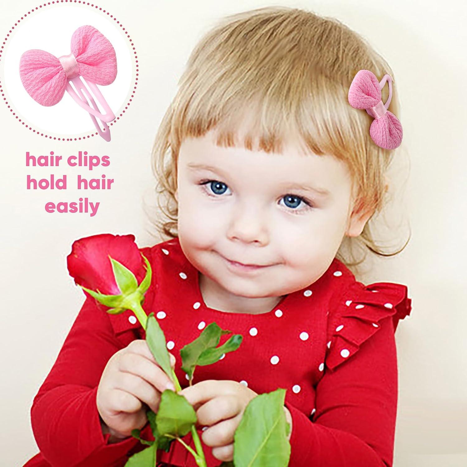 imageDRESHOW Accessoires de Cheveux pour les Filles Doux Sans Couture arcs et Fleurs Mignon Pinces Cheveux Bandeau lastique pour Queue de Cheval pour Toutpetits NourrissonsHair Clip and Hair Tie Set01